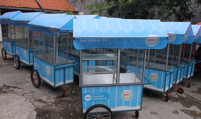 Mobiele marktkraam Indonesië